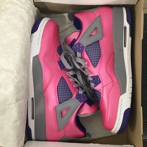 Air Jordan 4 Retro Sneakers - PS Pink Foil/Purple.
